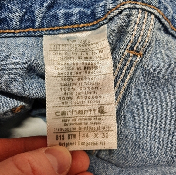CARHARTT (44 x 32) Original Dungaree Fit Carpenter Jeans Blue - Picture 4 of 7